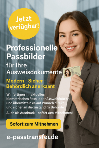 Professionelle, biometrische und digitale Passbilder für Ausweisdokumente in Fürth, Erlangen, Nürnberg, Stadeln, Oberasbach, Zirndorf.